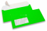 Sobres fluorescentes - verde, con ventana 45 x 90 mm, posición de la ventana a 20 mm desde izquierda y 15 mm del parte inferior | PIT Packaging.es | Paisdelossobres
