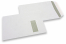 Sobres con ventana, blancos, 229 x 324 mm (C4), ventana a la derecha 40 x 110 mm, posición de la ventana a 20 mm desde derecha y 60 mm del parte superior, cierre engomado, 120 gramos, peso aprox. cada uno 20 g | PIT Packaging.es | Paisdelossobres