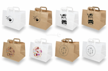 Bolsas de papel take away - blanco y marrón | PIT Packaging.es | Paisdelossobres