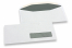 Sobres con ventana, blancos, 114 x 229 mm (C5/6), ventana a la derecha 30 x 100 mm, posición de la ventana a 15 mm desde derecha y 20 mm del extremo inferior, cierre engomado, 80 gramos | PIT Packaging.es | Paisdelossobres