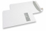 Sobres con ventana, blancos, 220 x 312 mm (EA4), ventana a la derecha 40 x 110 mm, posición de la ventana a 20 mm desde derecha y 50 mm del parte superior, cierre autoadhesivo, 120 gramos, peso aprox. cada uno 18 g | PIT Packaging.es | Paisdelossobres