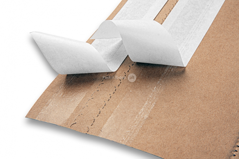 Bolsas de papel con cierre autoadhesivo - marron tira adhesiva de retorno