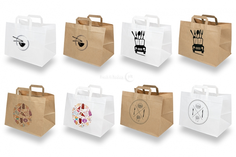 Bolsas de papel take away - blanco y marrón