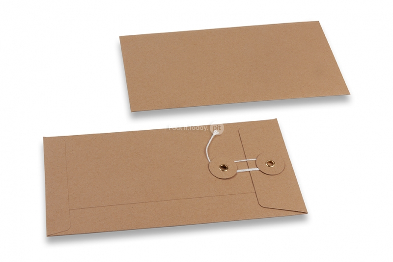 Sobres con cuerda y arandela - 110 x 220 mm, marron