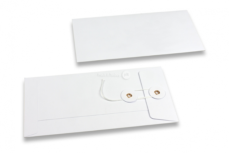 Sobres con cuerda y arandela - 110 x 220 mm, blanco