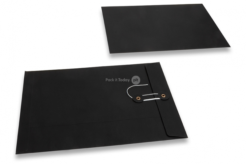 Sobres con cuerda y arandela - 229 x 324 mm, negro