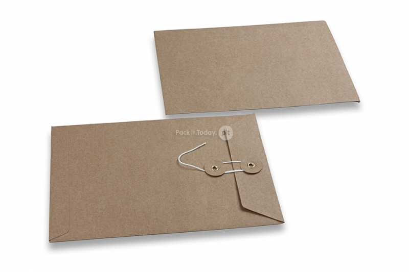 Sobres con cuerda y arandela - 162 x 229 mm, marron kraft