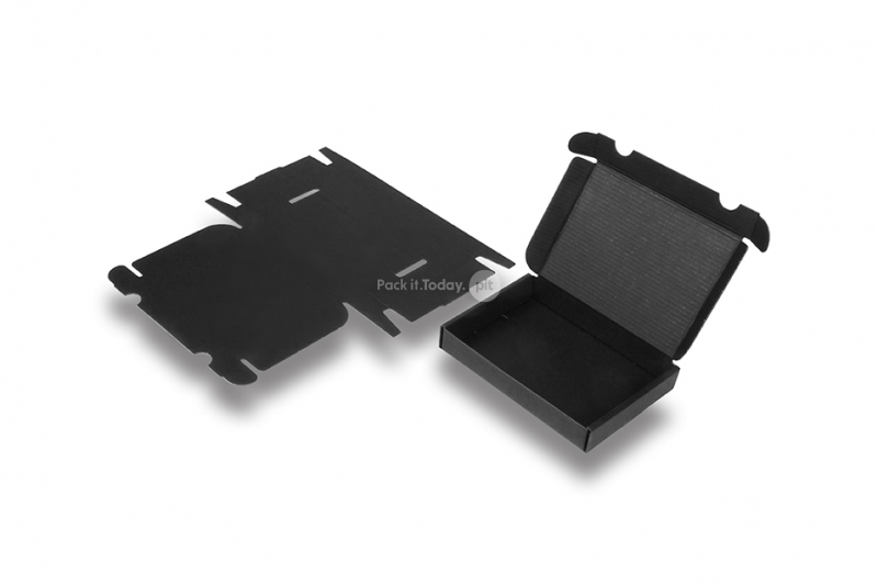 Cajas plegables negras para envío - con interior negro, 160 x 120 x 25 mm