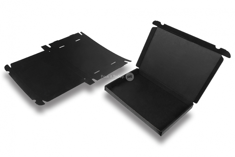 Cajas plegables negras para envío - con interior negro, 310 x 220 x 26 mm