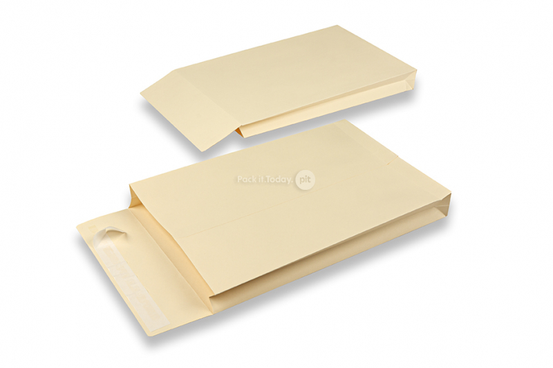 Sobres de fuelle con fondo plano - 230 x 350 x 40 mm, crema
