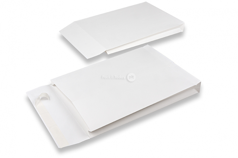 Sobres de fuelle con fondo plano - 262 x 371 x 40 mm, blanco