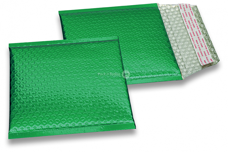 Sobres acolchados ECO metalizados - verde 165 x 165 mm