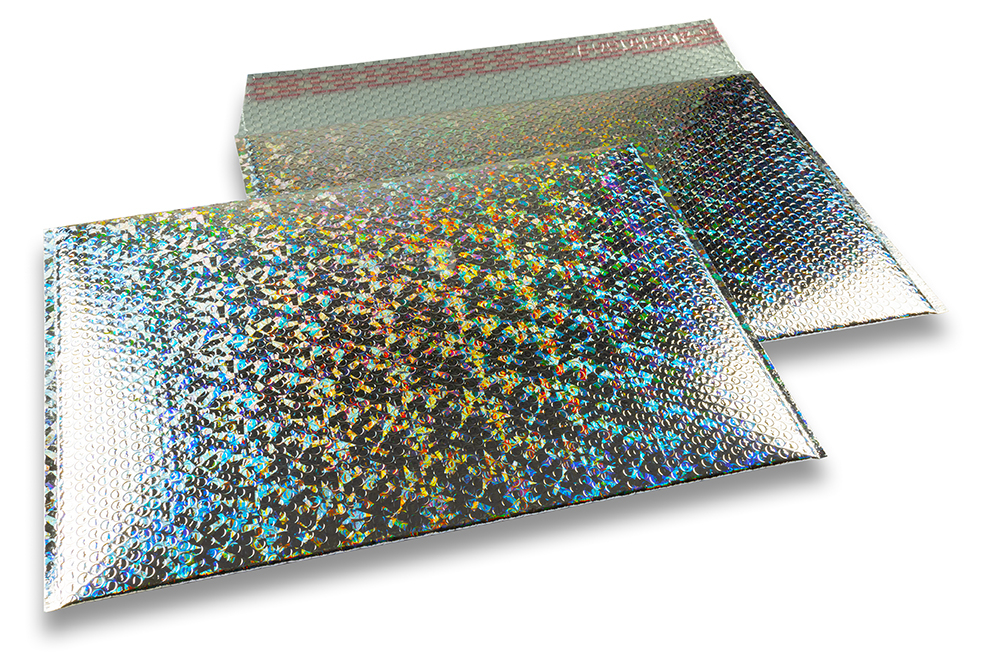 Sobres acolchados ECO metalizados - plata con holograma 320 x 425 mm