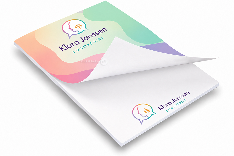 Blocs de notas personalizados - 210 x 297 mm, cubierta con laminado mate