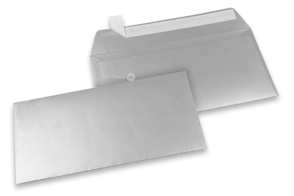 Sobres de papel de color - Plata metalizado, 110 x 220 mm 