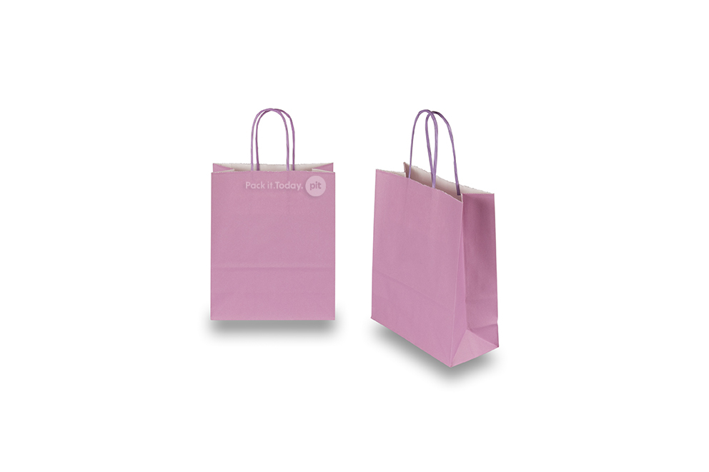Bolsas de papel con asas redondas - lila, 180 x 80 x 220 mm, 90 gramos