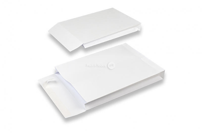 Sobres de fuelle con fondo plano - 229 x 324 x 40 mm, blanco