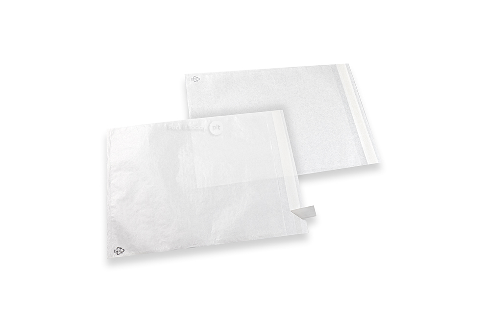 Bolsas pergamino (glassine) blancas con tira autoadhesiva - 200 x 230 mm