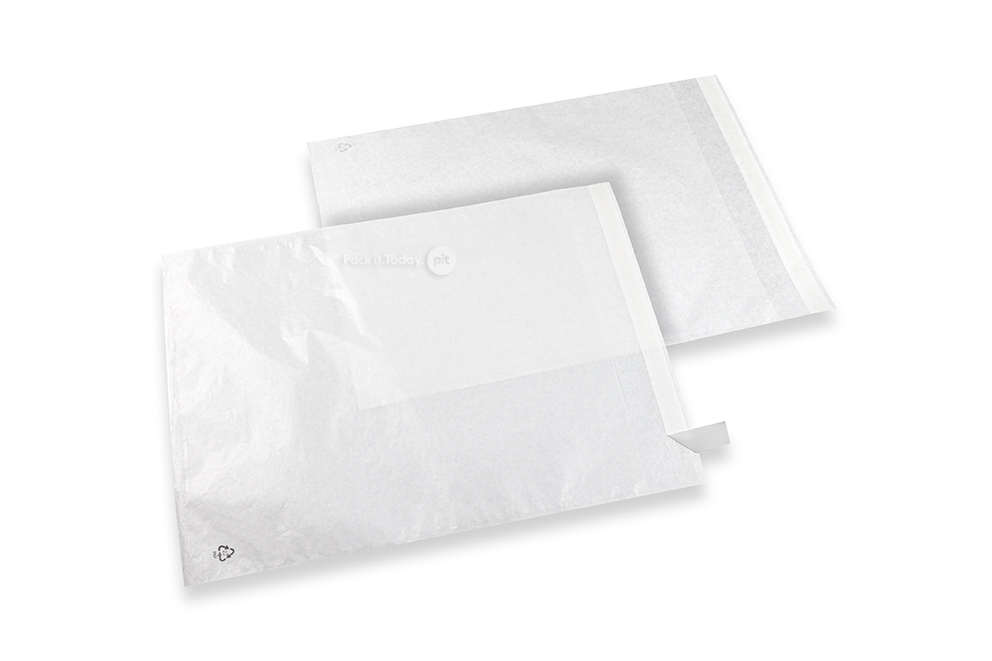 Bolsas pergamino (glassine) blancas con tira autoadhesiva - 270 x 300 mm