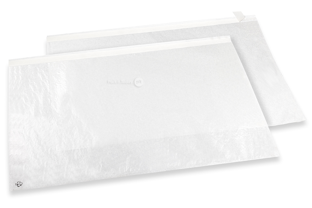 Bolsas pergamino (glassine) blancas con tira autoadhesiva - 550 x 500 mm, con la apertura en el largo