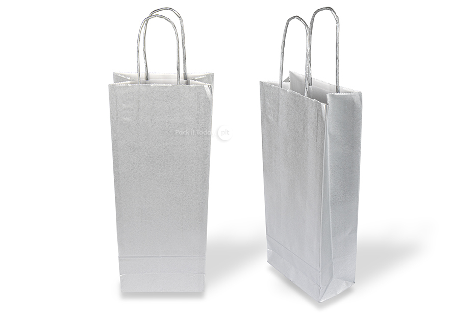Bolsas de papel para botellas de vino - plata