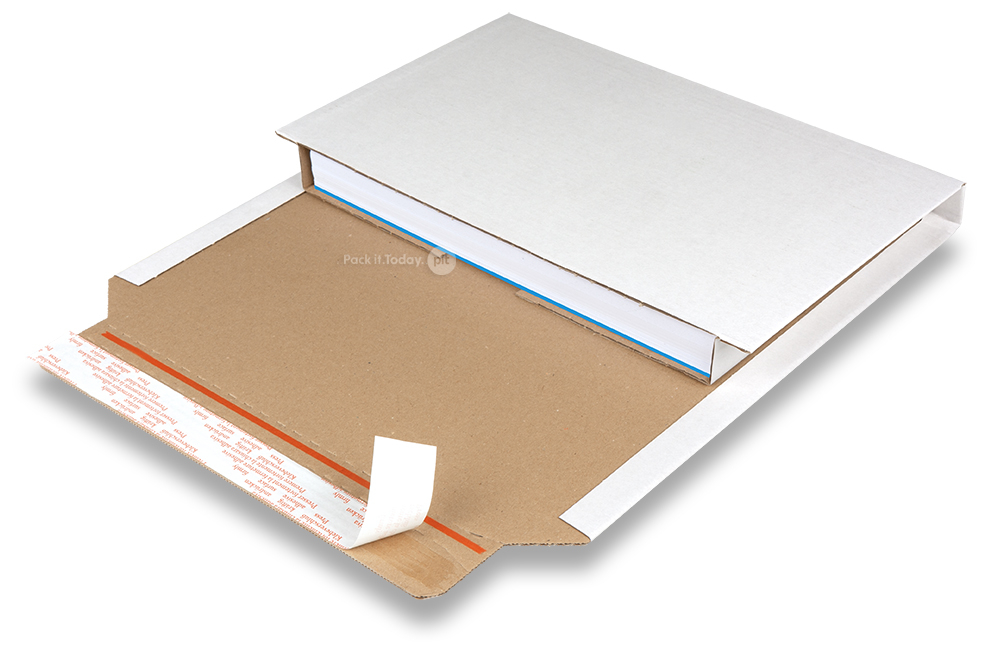 Embalaje para libros - cerrar el embalaje con la tira adhesiva - blanco
