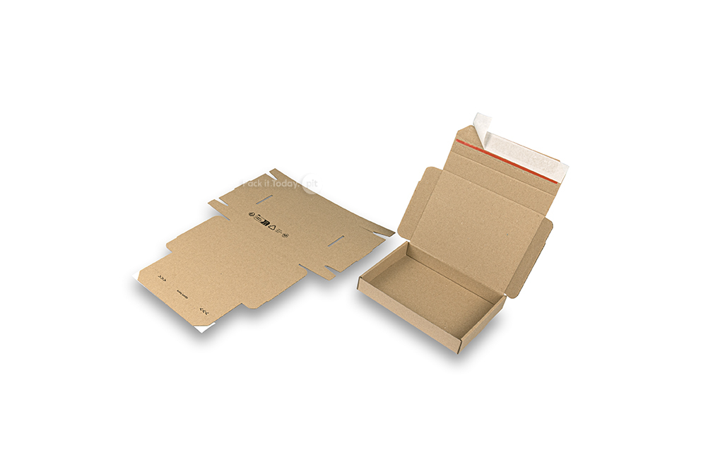 Cajas de envío plegables con cierre adhesivo - 160 x 120 x 25 mm (A6), marrón