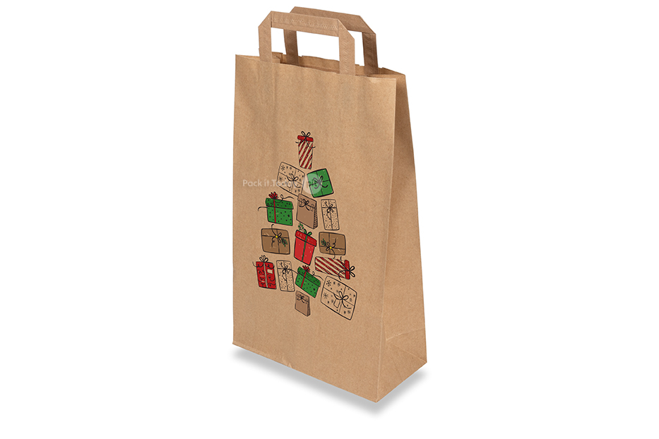 Bolsas de papel navideñas marrón - Regalos