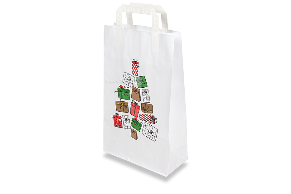 Bolsas de papel navideñas blanco - Regalos