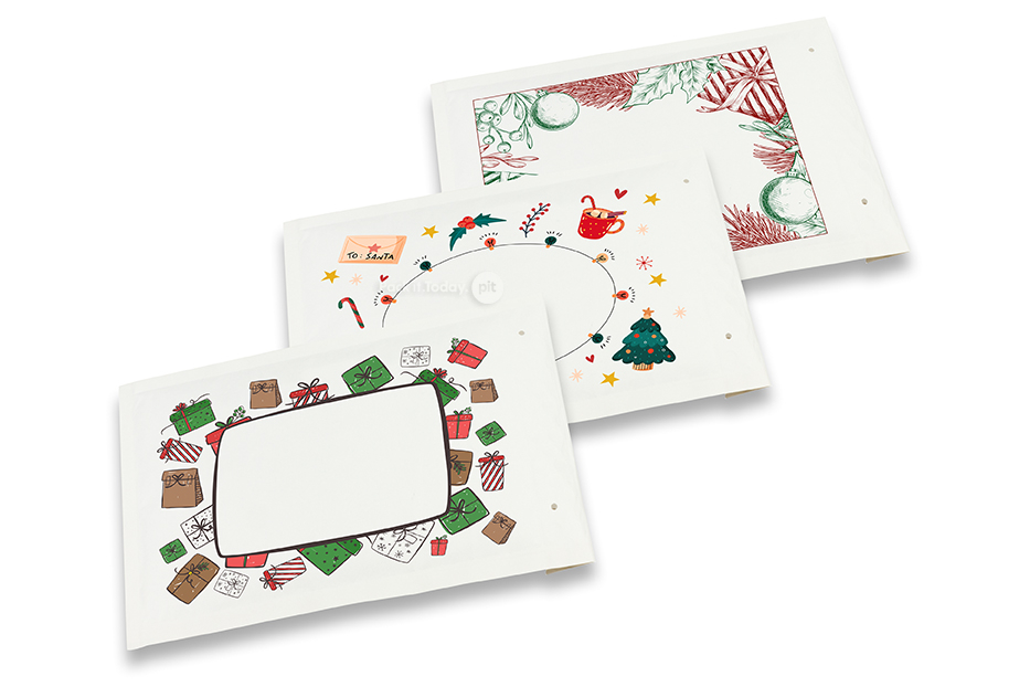 Sobres acolchados de Navidad blancos